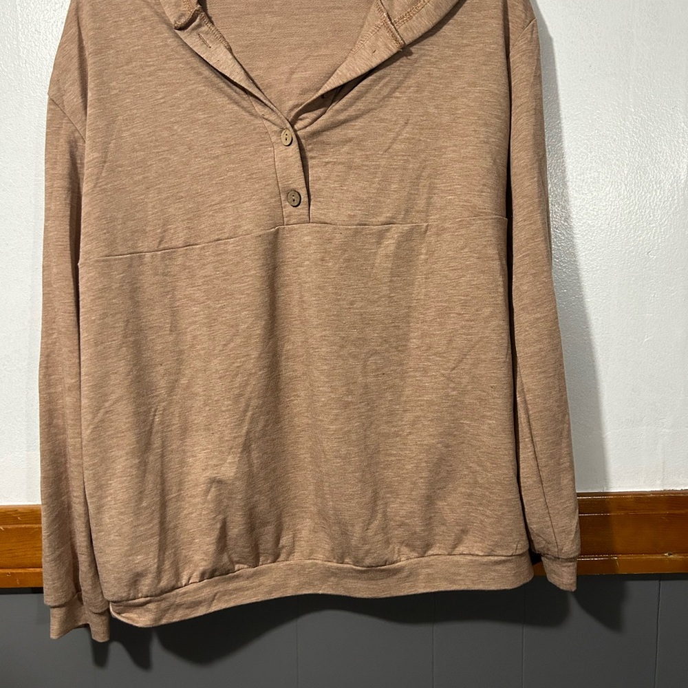 Light Taupe Long Sleeve Henley Top